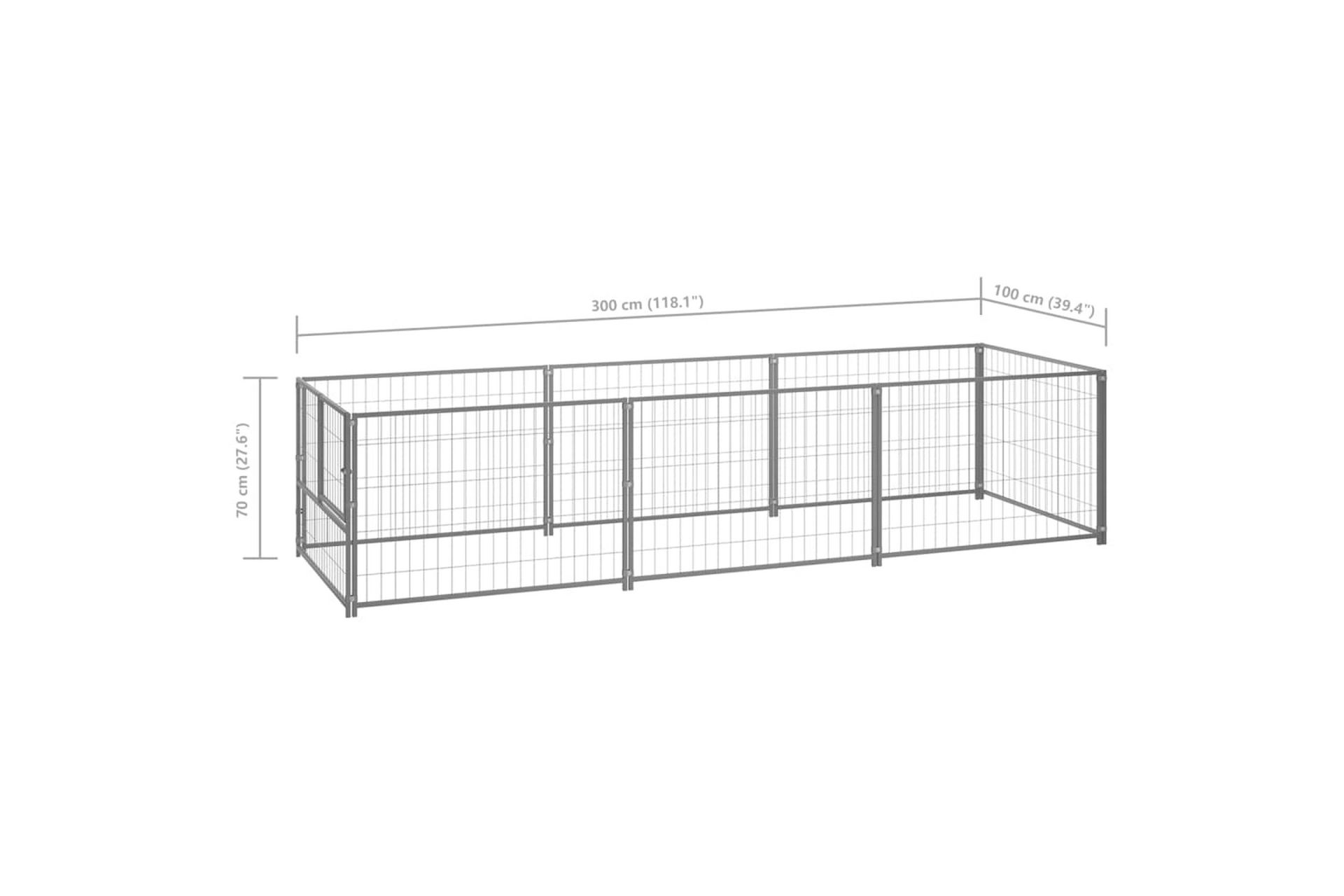 Hundegård sølv 3 m² stål - Silver - Sport & fritid - Til dyrene - For hund - Hundemøbler