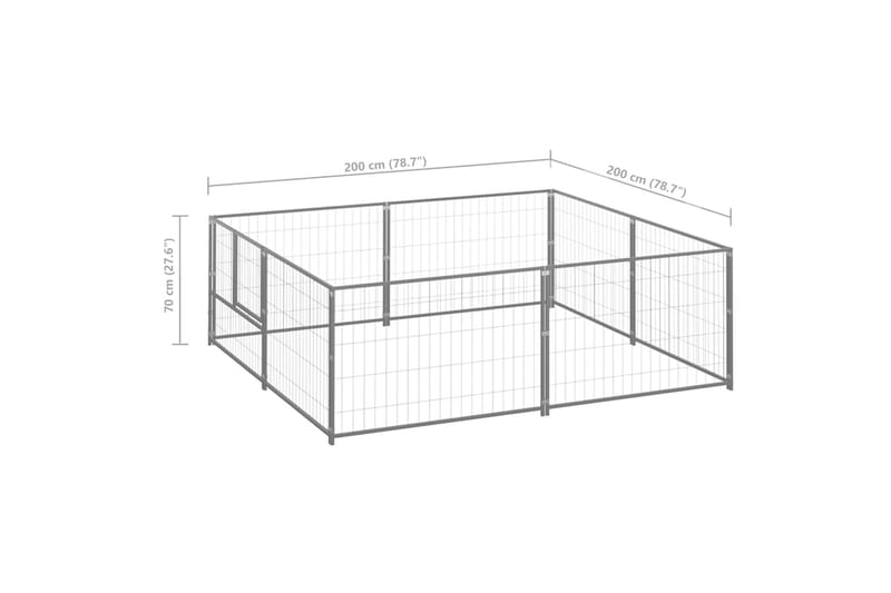 Hundegård sølv 4 m² stål - Silver - Sport & fritid - Til dyrene - For hund - Hundemøbler