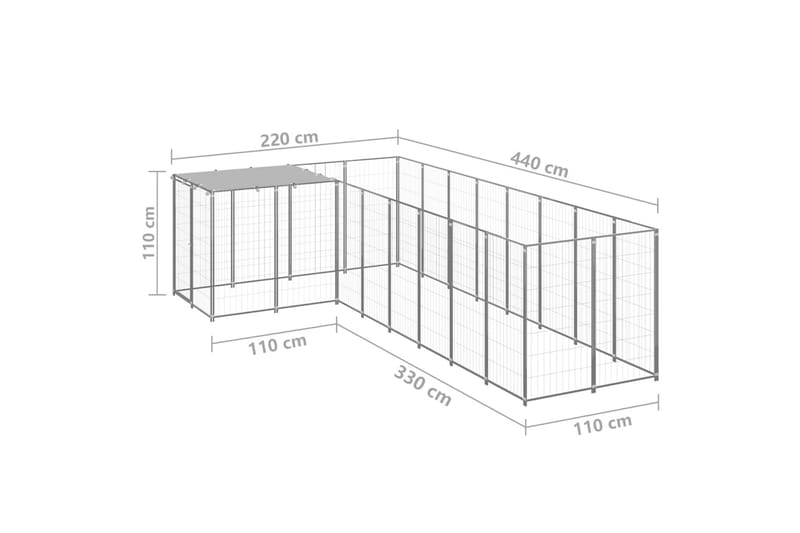Hundegård sølv 6,05 m² stål - Silver - Sport & fritid - Til dyrene - For hund - Hundemøbler