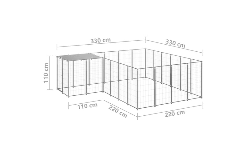 Hundegård sølv 8,47 m² stål - Silver - Sport & fritid - Til dyrene - For hund - Hundemøbler