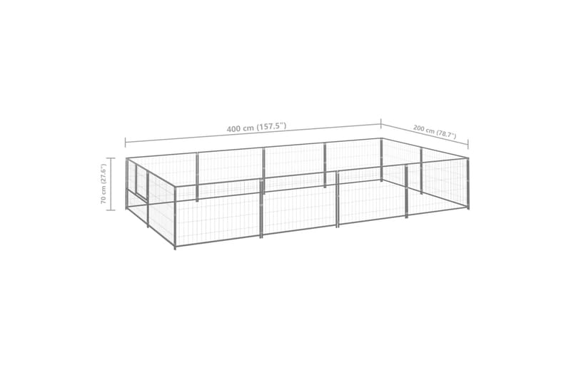 Hundegård sølv 8 m² stål - Silver - Sport & fritid - Til dyrene - For hund - Hundemøbler