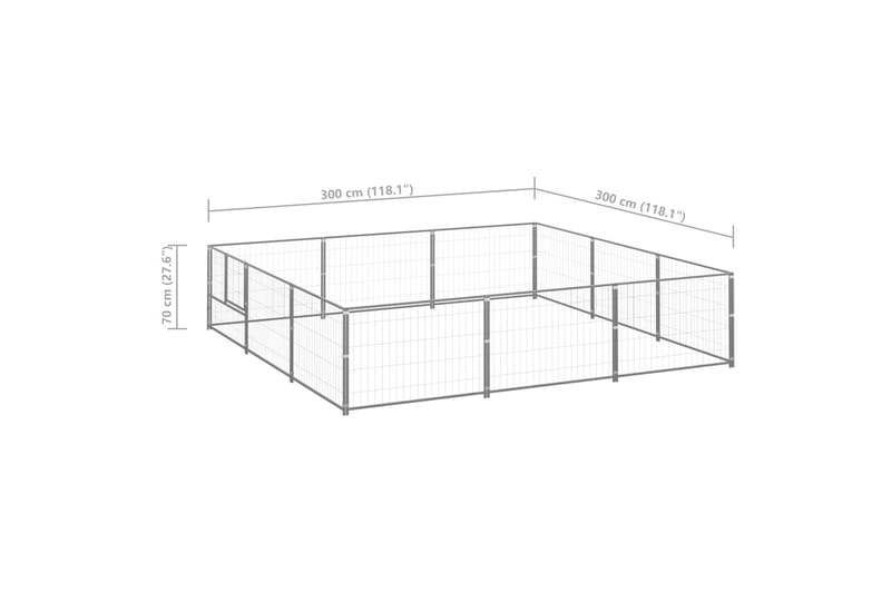 Hundegård sølv 9 m² stål - Silver - Sport & fritid - Til dyrene - For hund - Hundemøbler
