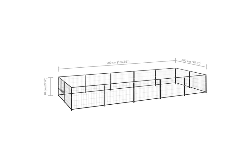 Hundegård svart 10 m² stål - Svart - Sport & fritid - Til dyrene - For hund - Hundemøbler