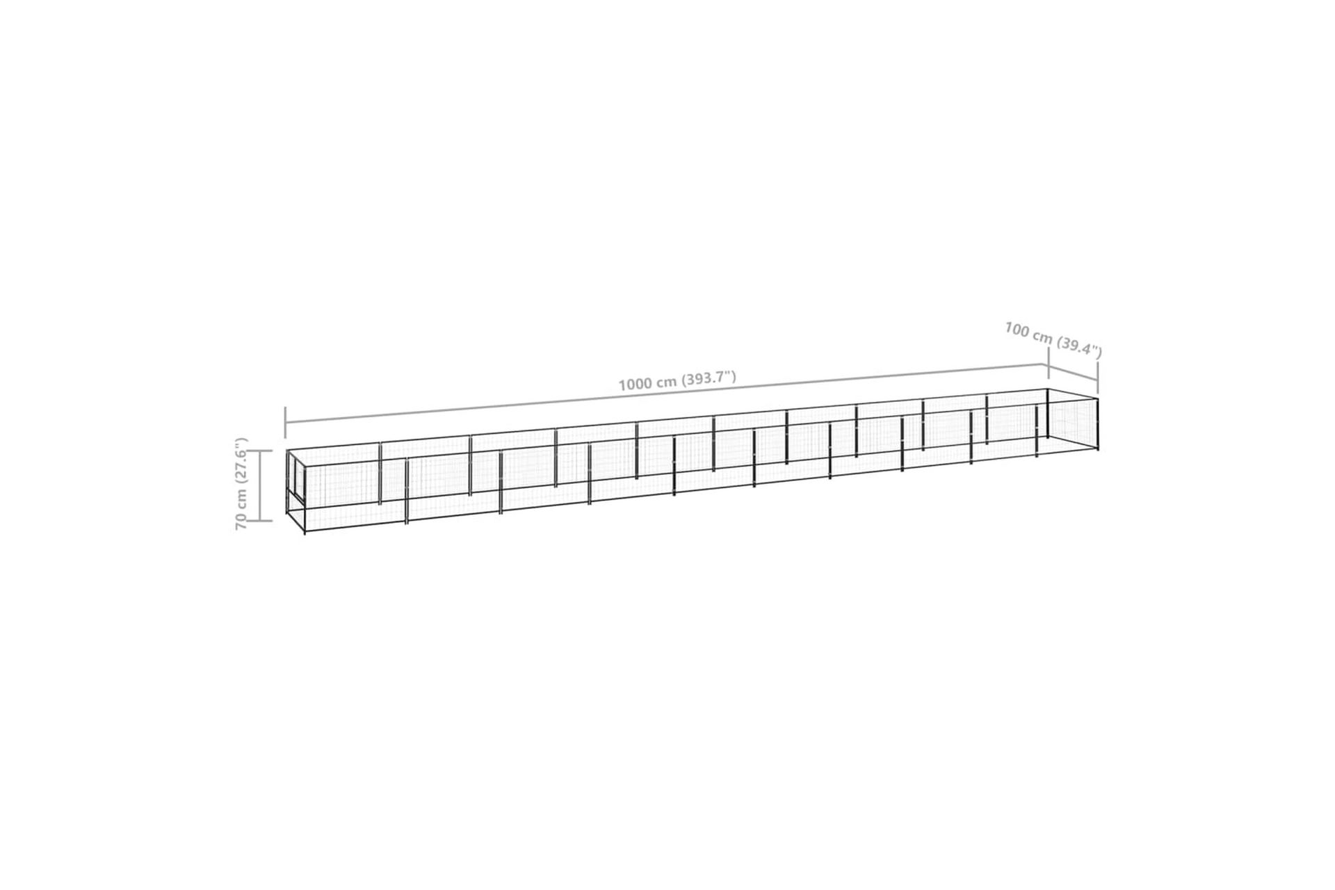 Hundegård svart 10 m² stål - Svart - Sport & fritid - Til dyrene - For hund - Hundemøbler