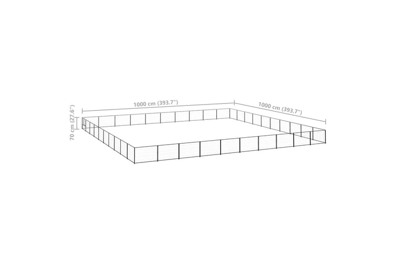 Hundegård svart 100 m² stål - Svart - Hundemøbler - Hundegrind & hundegjerde - Hundehus & hundegård