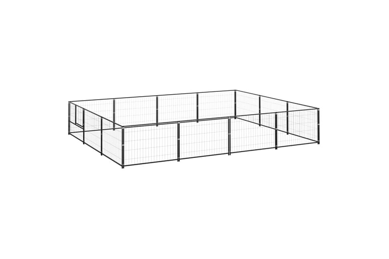 Hundegård svart 12 m² stål - Svart - Sport & fritid - Til dyrene - For hund - Hundemøbler