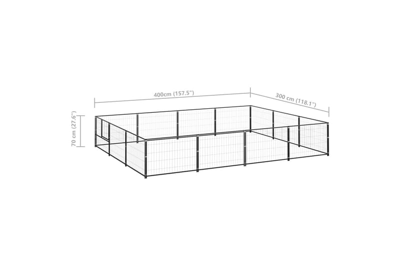 Hundegård svart 12 m² stål - Svart - Hundemøbler - Hundegrind & hundegjerde - Hundehus & hundegård