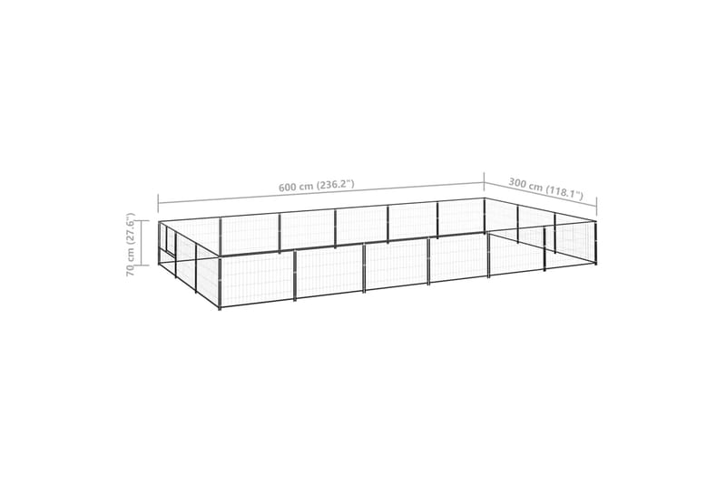 Hundegård svart 18 m² stål - Svart - Sport & fritid - Til dyrene - For hund - Hundemøbler