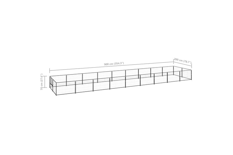 Hundegård svart 18 m² stål - Svart - Hundemøbler - Hundegrind & hundegjerde - Hundehus & hundegård