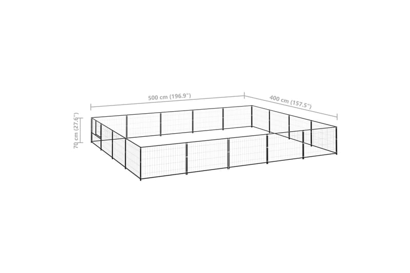Hundegård svart 20 m² stål - Svart - Sport & fritid - Til dyrene - For hund - Hundemøbler