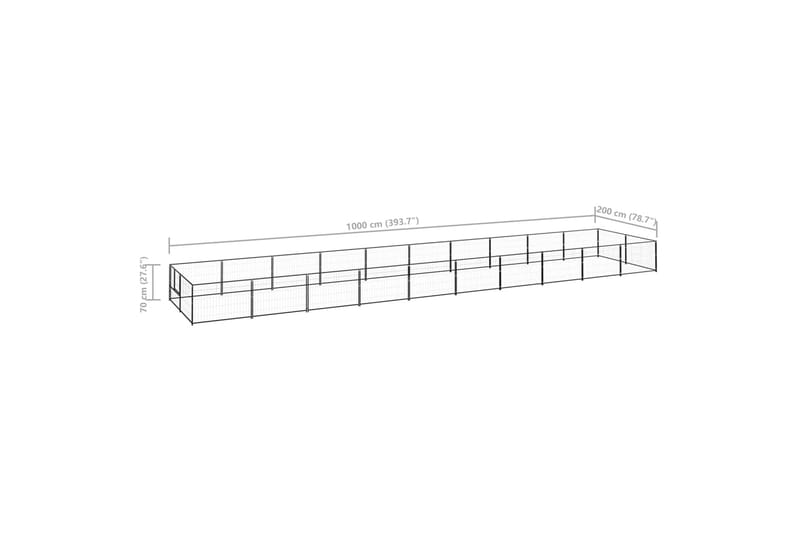 Hundegård svart 20 m² stål - Svart - Hundemøbler - Hundegrind & hundegjerde - Hundehus & hundegård