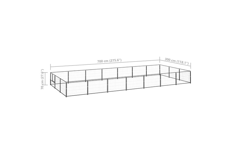 Hundegård svart 21 m² stål - Svart - Sport & fritid - Til dyrene - For hund - Hundemøbler