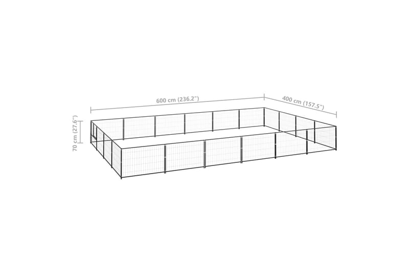 Hundegård svart 24 m² stål - Svart - Sport & fritid - Til dyrene - For hund - Hundemøbler