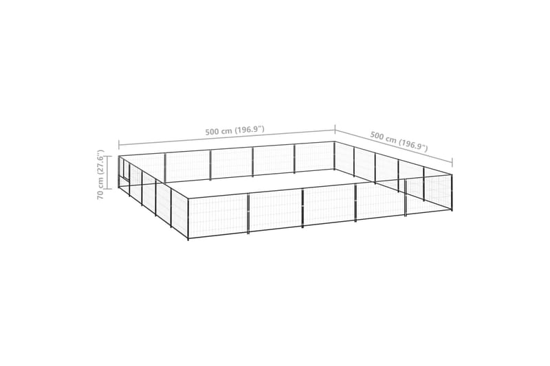 Hundegård svart 25 m² stål - Svart - Sport & fritid - Til dyrene - For hund - Hundemøbler