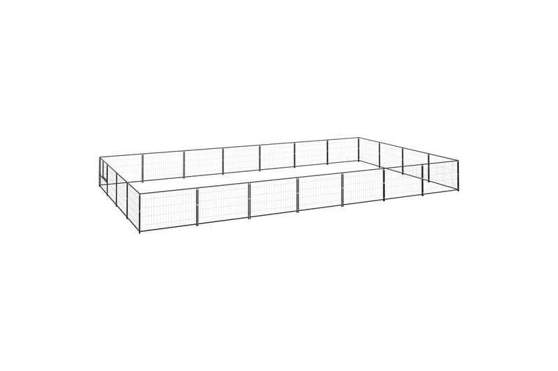 Hundegård svart 28 m² stål - Svart - Sport & fritid - Til dyrene - For hund - Hundemøbler