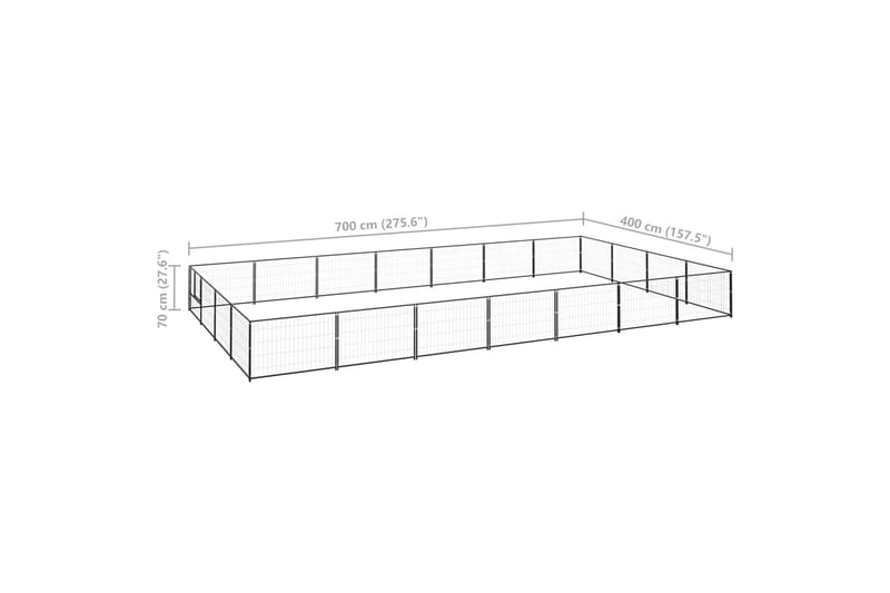 Hundegård svart 28 m² stål - Svart - Sport & fritid - Til dyrene - For hund - Hundemøbler