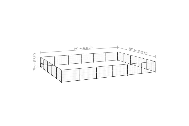Hundegård svart 30 m² stål - Svart - Sport & fritid - Til dyrene - For hund - Hundemøbler