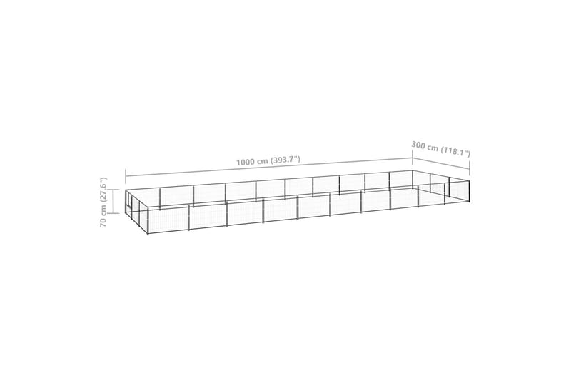 Hundegård svart 30 m² stål - Svart - Hundemøbler - Hundegrind & hundegjerde - Hundehus & hundegård