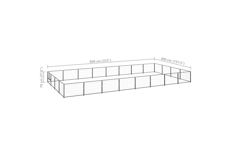 Hundegård svart 32 m² stål - Svart - Sport & fritid - Til dyrene - For hund - Hundemøbler