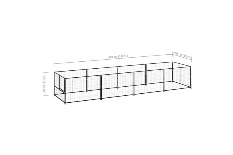 Hundegård svart 4 m² stål - Svart - Sport & fritid - Til dyrene - For hund - Hundemøbler