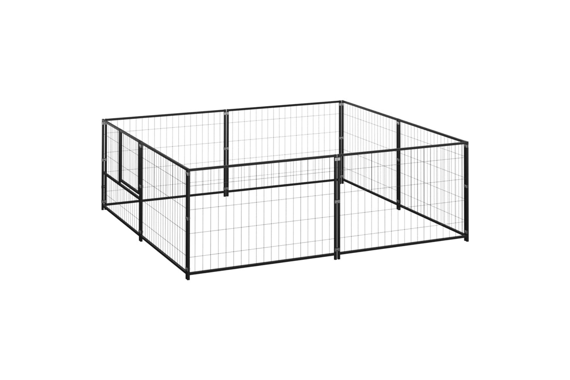 Hundegård svart 4 m² stål - Svart - Sport & fritid - Til dyrene - For hund - Hundemøbler