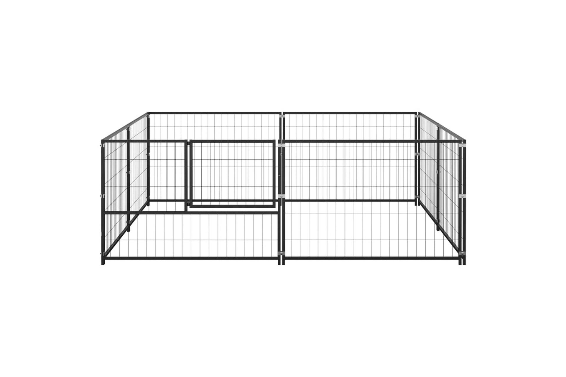 Hundegård svart 4 m² stål - Svart - Sport & fritid - Til dyrene - For hund - Hundemøbler