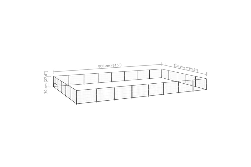 Hundegård svart 40 m² stål - Svart - Hundemøbler - Hundegrind & hundegjerde - Hundehus & hundegård