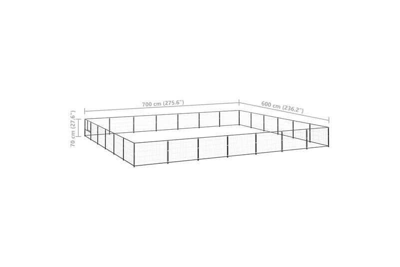 Hundegård svart 42 m² stål - Svart - Sport & fritid - Til dyrene - For hund - Hundemøbler