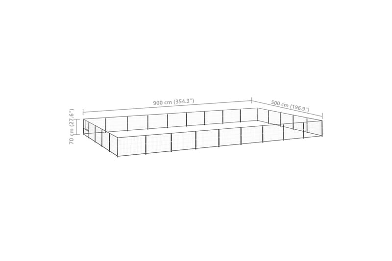 Hundegård svart 45 m² stål - Svart - Sport & fritid - Til dyrene - For hund - Hundemøbler