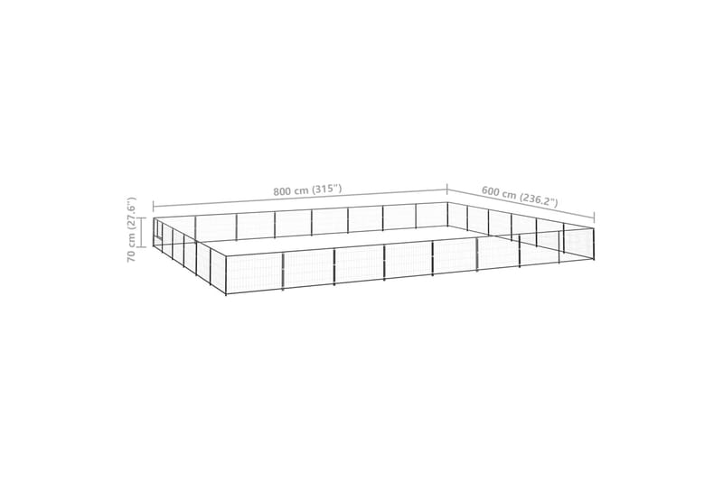 Hundegård svart 48 m² stål - Svart - Sport & fritid - Til dyrene - For hund - Hundemøbler