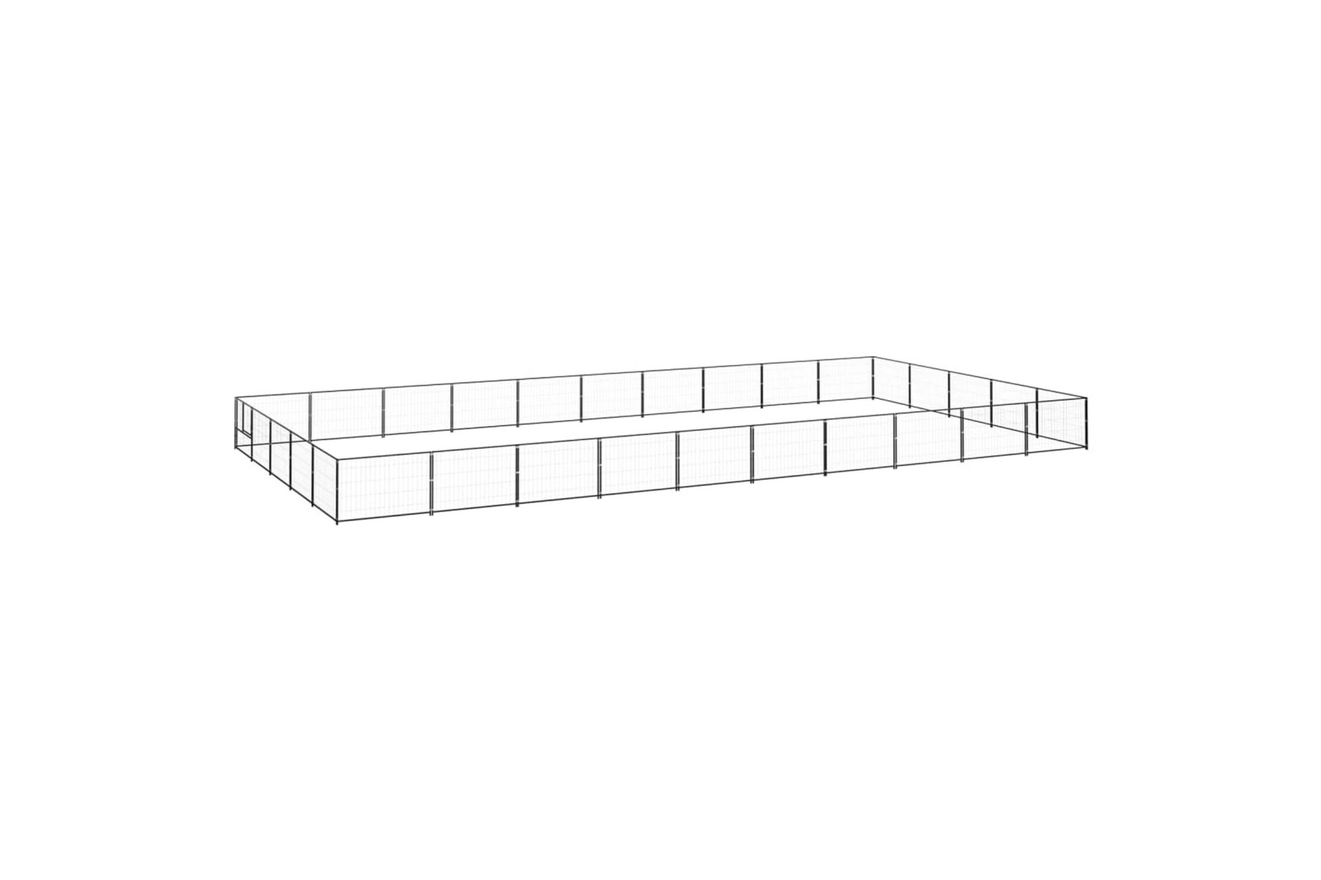 Hundegård svart 50 m² stål - Svart - Sport & fritid - Til dyrene - For hund - Hundemøbler