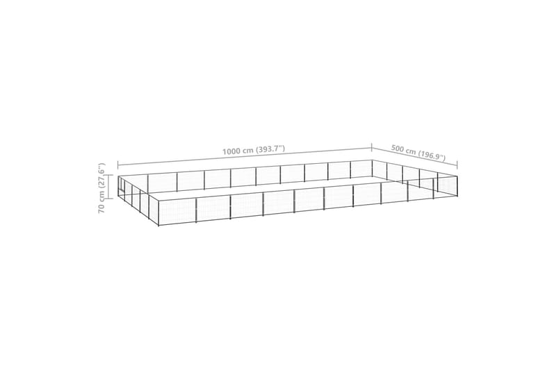 Hundegård svart 50 m² stål - Svart - Sport & fritid - Til dyrene - For hund - Hundemøbler