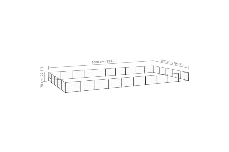 Hundegård svart 50 m² stål - Svart - Hundemøbler - Hundegrind & hundegjerde - Hundehus & hundegård