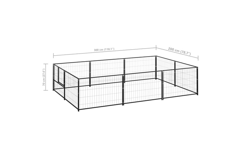 Hundegård svart 6 m² stål - Svart - Sport & fritid - Til dyrene - For hund - Hundemøbler