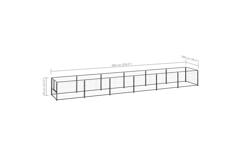 Hundegård svart 6 m² stål - Svart - Hundemøbler - Hundegrind & hundegjerde - Hundehus & hundegård