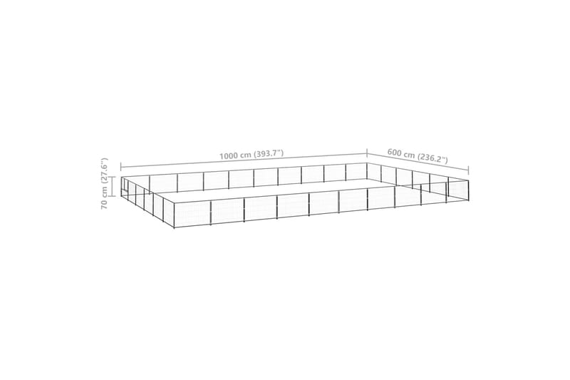 Hundegård svart 60 m² stål - Svart - Sport & fritid - Til dyrene - For hund - Hundemøbler