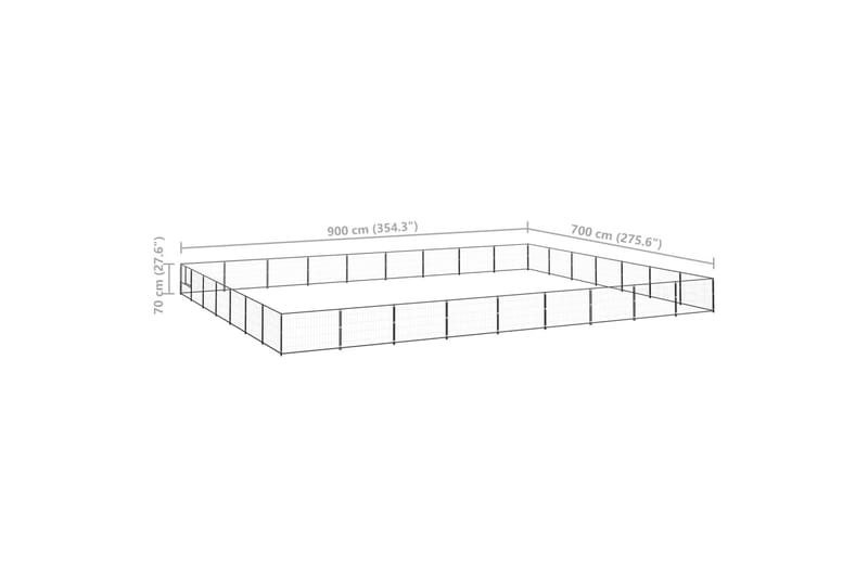 Hundegård svart 63 m² stål - Svart - Sport & fritid - Til dyrene - For hund - Hundemøbler