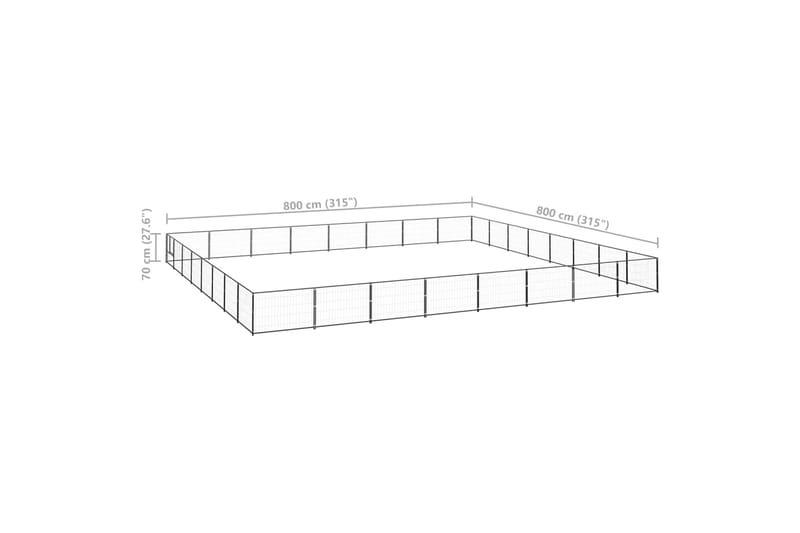 Hundegård svart 64 m² stål - Svart - Sport & fritid - Til dyrene - For hund - Hundemøbler