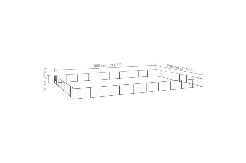 Hundegård svart 70 m² stål - Svart - Sport & fritid - Til dyrene - For hund - Hundemøbler