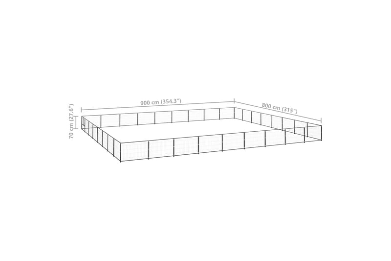 Hundegård svart 72 m² stål - Svart - Hundemøbler - Hundegrind & hundegjerde - Hundehus & hundegård