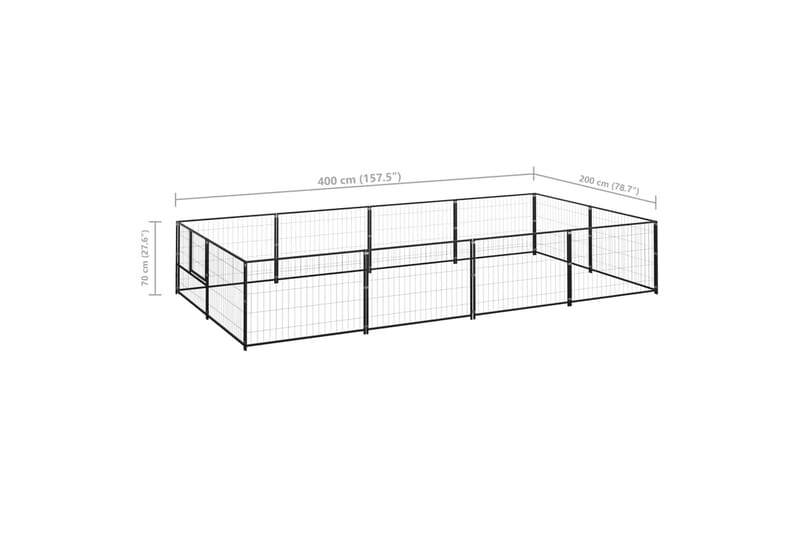 Hundegård svart 8 m² stål - Svart - Sport & fritid - Til dyrene - For hund - Hundemøbler