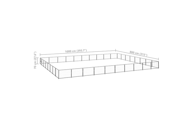 Hundegård svart 80 m² stål - Svart - Sport & fritid - Til dyrene - For hund - Hundemøbler