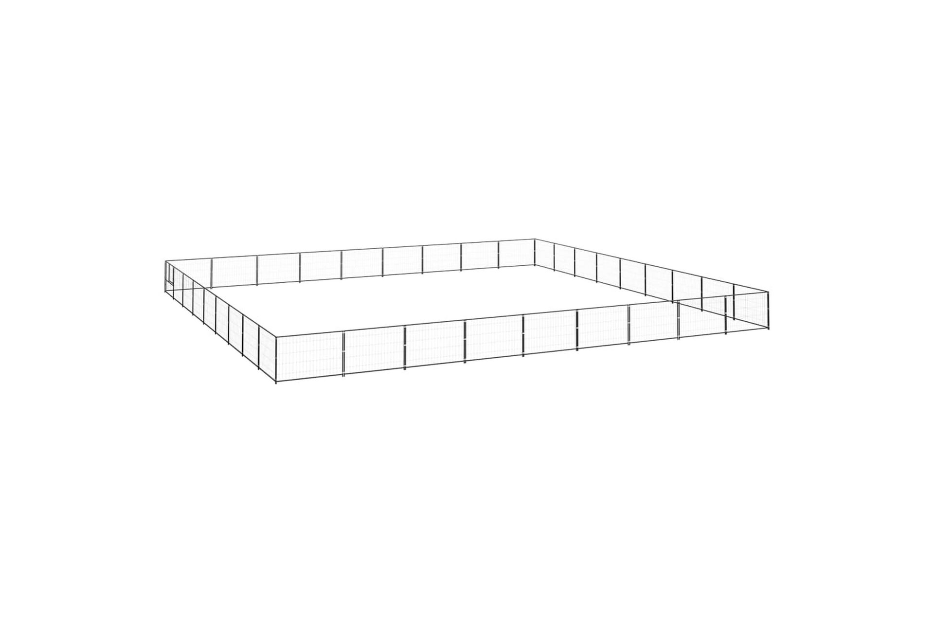 Hundegård svart 81 m² stål - Svart - Sport & fritid - Til dyrene - For hund - Hundemøbler