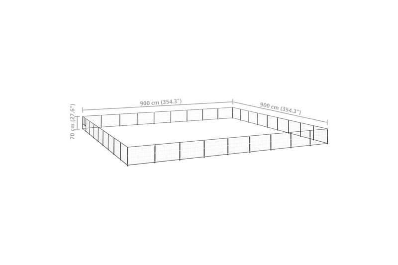Hundegård svart 81 m² stål - Svart - Sport & fritid - Til dyrene - For hund - Hundemøbler