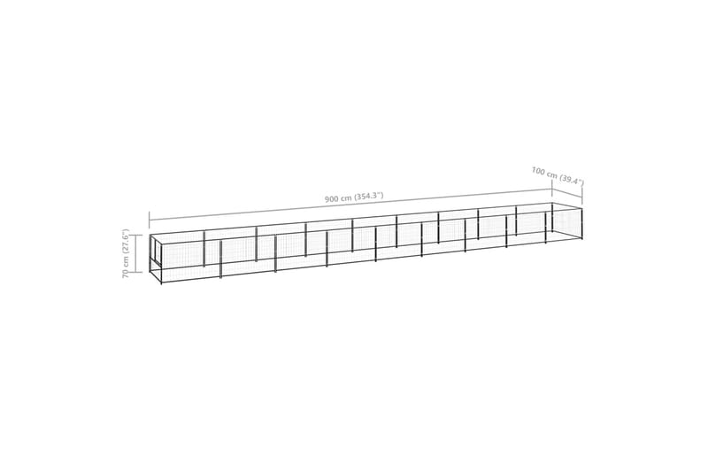 Hundegård svart 9 m² stål - Svart - Hundemøbler - Hundegrind & hundegjerde - Hundehus & hundegård