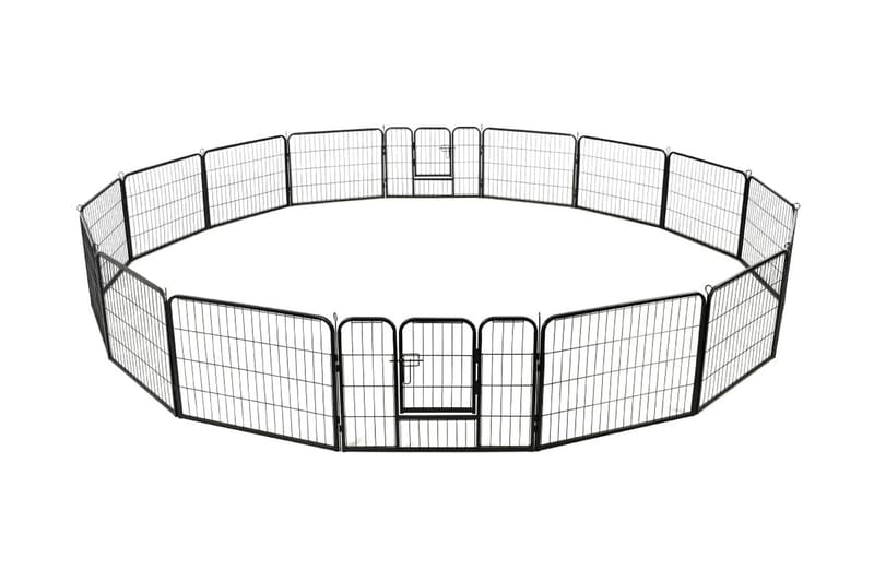 Hundegrind 16 paneler stål 60x80 cm svart - Sport & fritid - Til dyrene - For hund - Hundemøbler