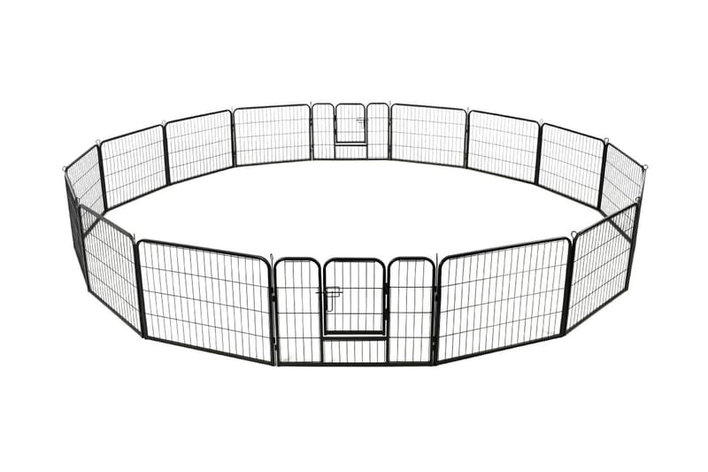 Hundegrind 16 paneler stål 60x80 cm svart - Hundemøbler - Valpebinge