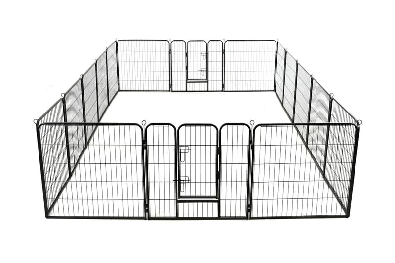 Hundegrind 16 paneler stål 80x80 cm svart - Hundemøbler - Valpebinge