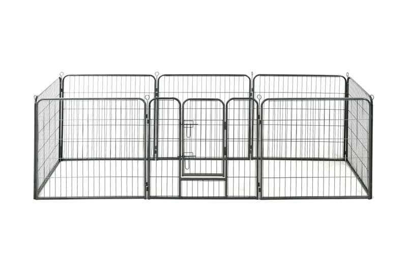 Hundegrind 8 paneler stål 80x80 cm svart - Hundemøbler - Valpebinge
