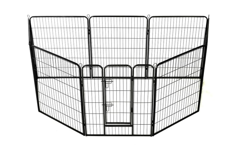 Hundegrind 8 paneler stål 80x100 cm svart - Hundemøbler - Valpebinge